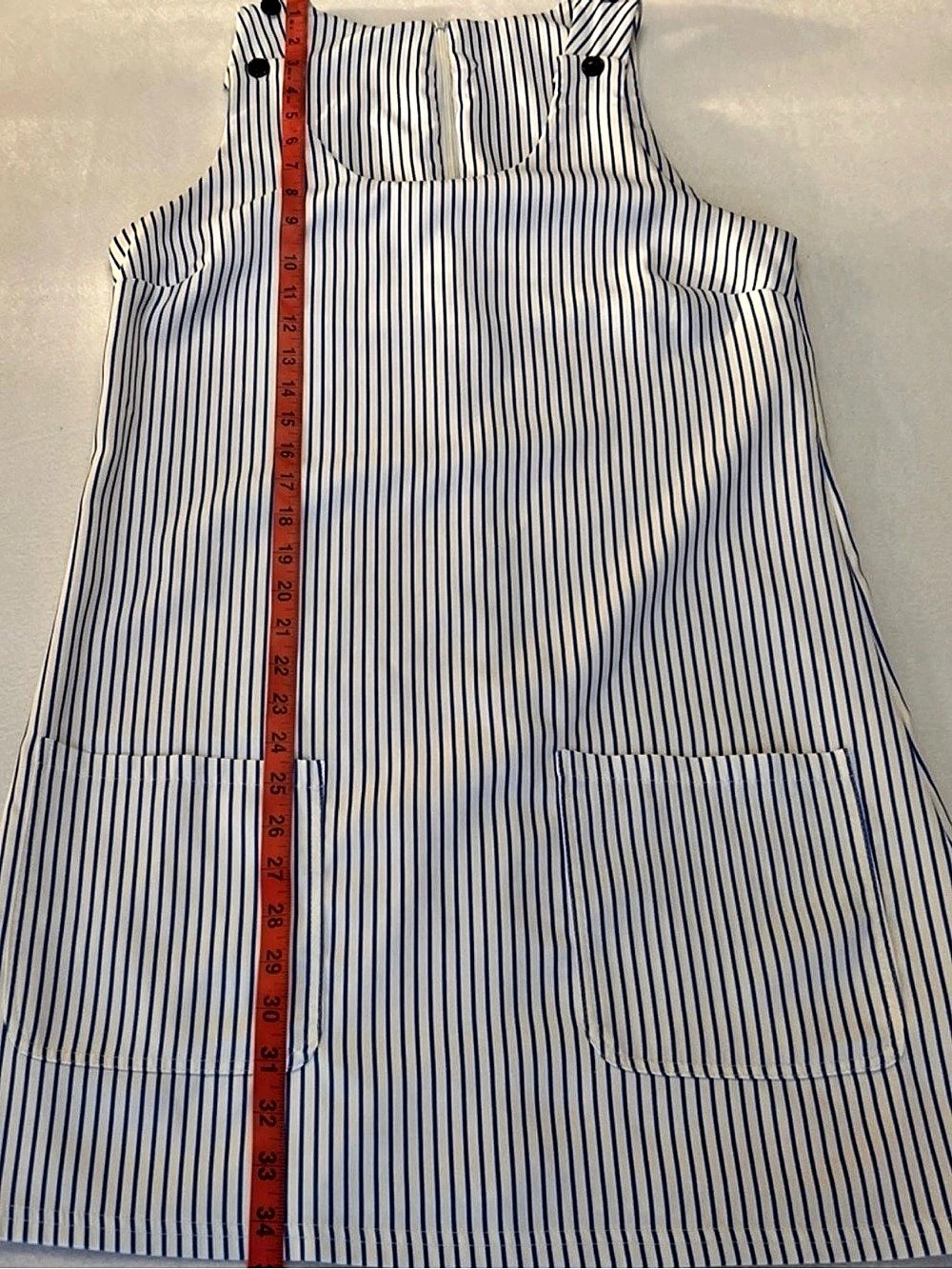 Shift Striped Dress in White & Blue Like New - Picture 3 of 7